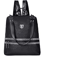  - Bolsos Mochila Mujer Antirrobo Bolso de Hombro- JOSEKO Mochila de Piel Genuina Mochilas Casual Bolsa Bandolera Messenger Bag Backpack (Negro #04)